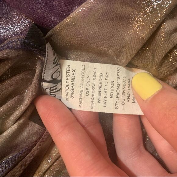 Only Nine Shiny Wrap Tie-Dye Purple Long Sleeve Top - Picture 7 of 7